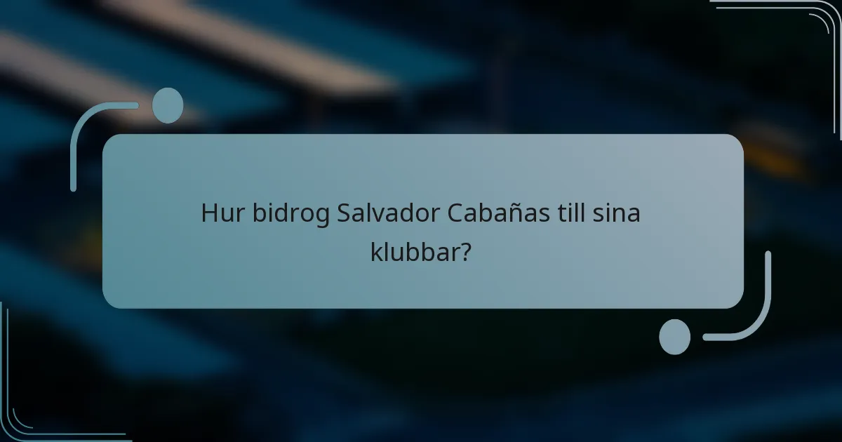 Hur bidrog Salvador Cabañas till sina klubbar?