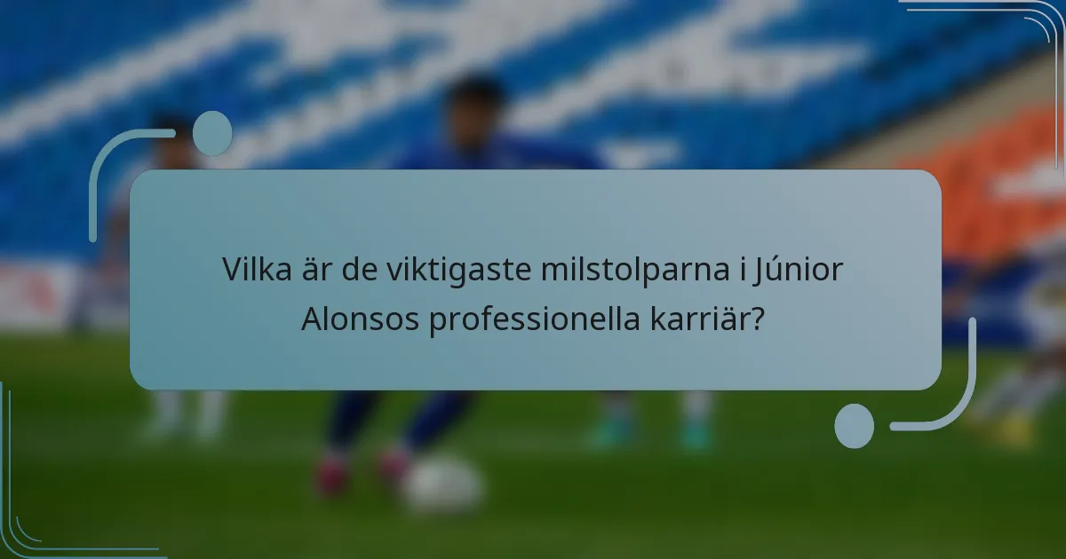 Vilka är de viktigaste milstolparna i Júnior Alonsos professionella karriär?