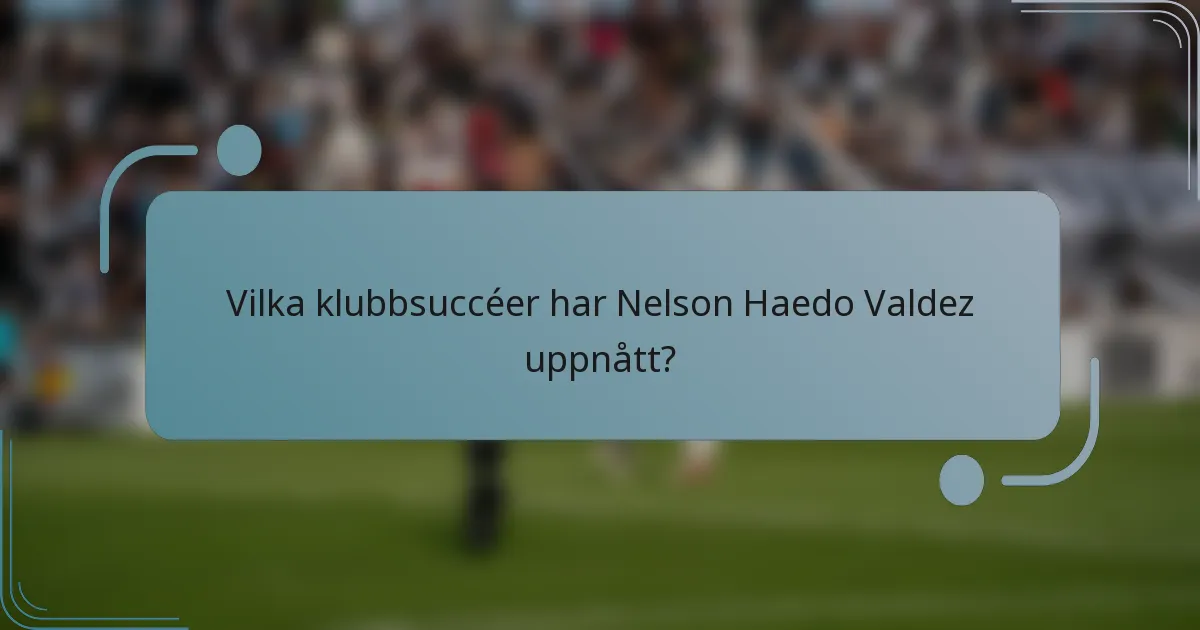 Vilka klubbsuccéer har Nelson Haedo Valdez uppnått?