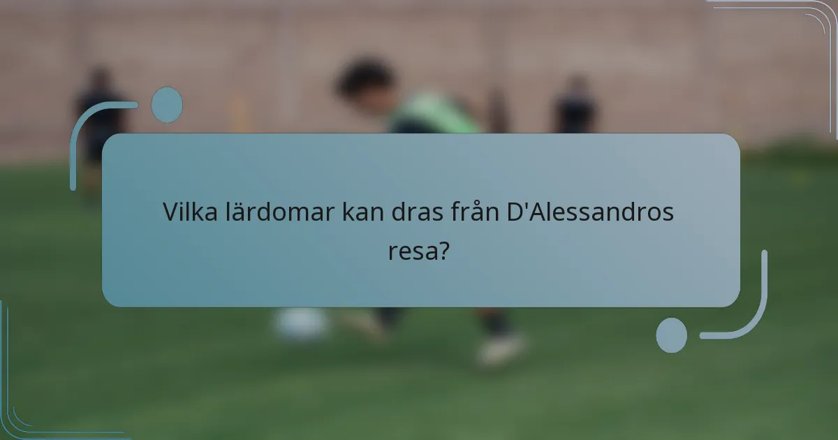 Vilka lärdomar kan dras från D'Alessandros resa?